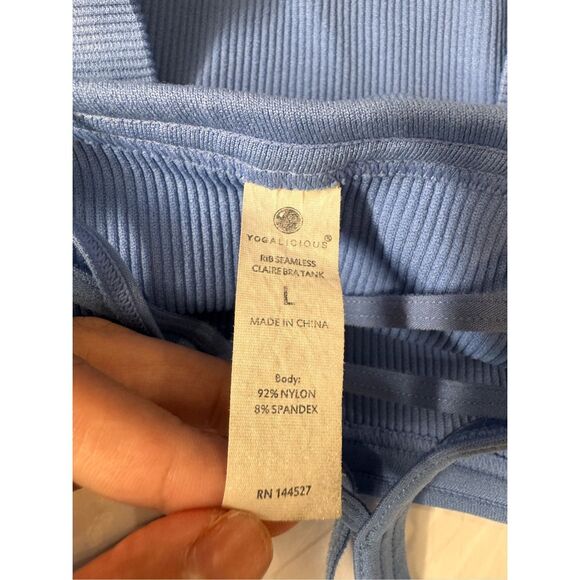 Yogalicious Blue Ribbed Seamless Claire Bra Tank Top Size L - Picture 2 of 7